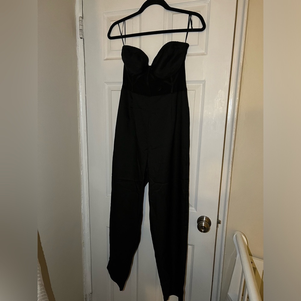 Black strapless romper